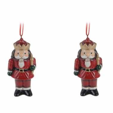 Kerstboom 6x kerstornamenten notenkraker hanger 8 cm versiering