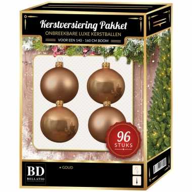 Kerstboom kerstbal en ster piek set 96x donker parel voor 180 cm boom versiering