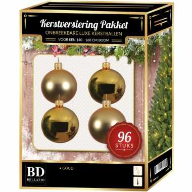 Kerstboom kerstbal en ster piek set 96x goud voor 180 cm boom versiering