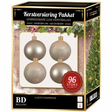 Kerstboom kerstbal en ster piek set 96x licht parel voor 180 cm boom versiering