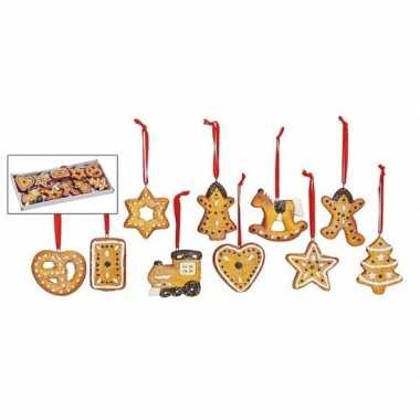 Kerstboom kersthangers set van 10 stuks gingerbread / kerstkoekjes ornamenten 5 cm versiering
