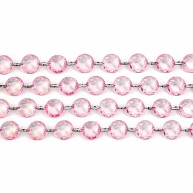 Kerstboom tafeldecoratie lichtroze kristal slinger versiering