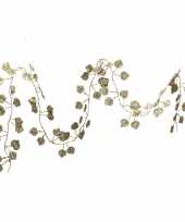 1x kerstboom guirlandes slingers met gouden bladeren 200 cm versiering