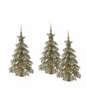3x gouden glitter kerstboom hanger 16 cm versiering