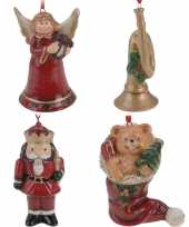 Keramiek kerstboom hangers setje van 4x stuks ornamenten figuren 8 cm versiering 10245506