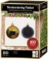 Kerstboom 100 stuks kerstballen mix goud zwart voor 150 cm boom versiering