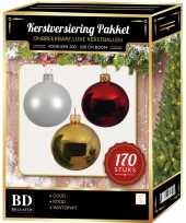 Kerstboom 170 stuks kerstballen mix wit goud kerst rood voor 210 cm boom versiering