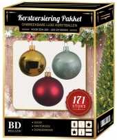 Kerstboom 171 stuks kerstballen mix goud mint rood voor 210 cm boom versiering