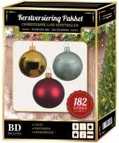 Kerstboom 182 stuks kerstballen mix goud mintgroen rood voor 210 cm boom versiering