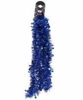 Kerstboom 1x blauwe folie slingers guirlandes met sterren 200 cm versiering