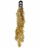 Kerstboom 1x gouden folie slingers guirlandes met sterren 200 cm versiering