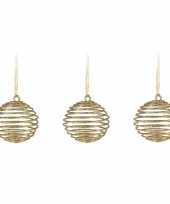 Kerstboom 3x kersthangers gouden spiraal ballen kunststof 10 cm versiering