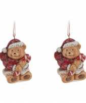 Kerstboom 6x kerstornamenten kerstbeer hanger 8 cm versiering