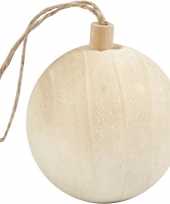 Kerstboom decoratie bal van licht hout 6 4 cm versiering