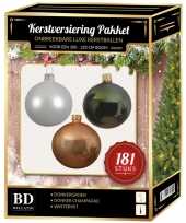 Kerstboom kerstbal en piek set 181x champagne wit groen voor 210 cm boom versiering