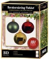 Kerstboom kerstbal en piek set 181x goud groen rood voor 210 cm boom versiering