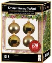 Kerstboom kerstbal en ster piek set 108x goud voor 210 cm boom versiering