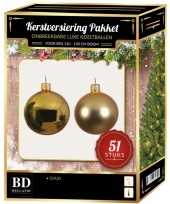 Kerstboom kerstbal en ster piek set 51x goud voor 120 cm boom versiering