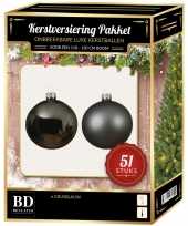 Kerstboom kerstbal en ster piek set 51x grijsblauw voor 120 cm boom versiering