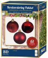 Kerstboom kerstbal en ster piek set 61x rood voor 150 cm boom versiering